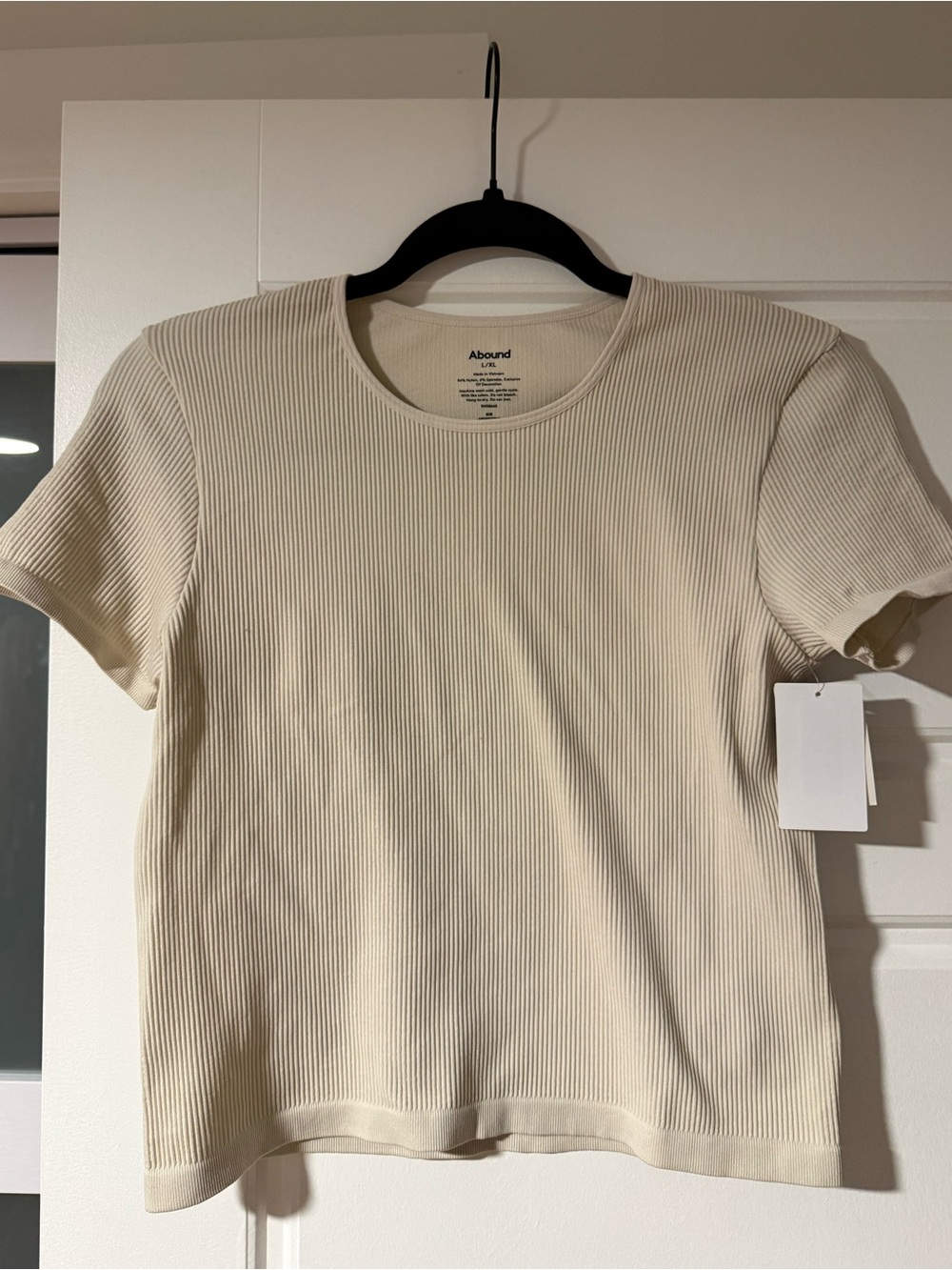 Abound Short Sleeve Ribbed Tee in Cream